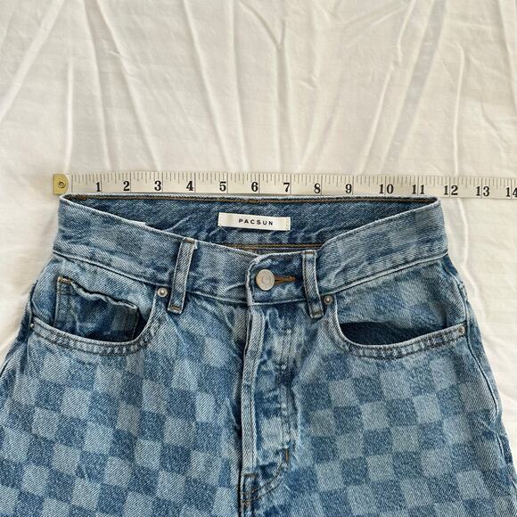 PacSun Eco Checkerboard High Waisted Straight Leg Jeans 100% Cotton SIze 23x26 - Picture 3 of 8
